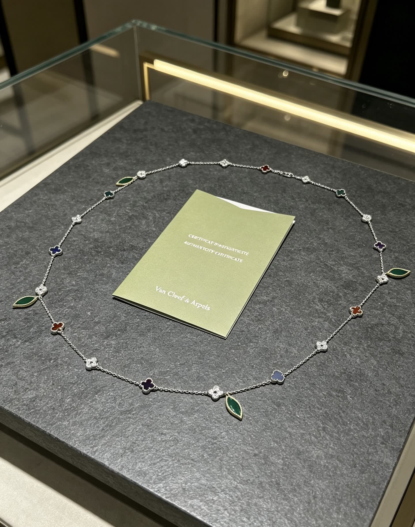 Van Cleef & Arpels Alhambra Diamond and Enamel Necklace
